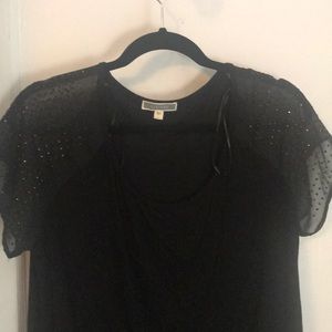 Sheer sleeve, bling sleeved top